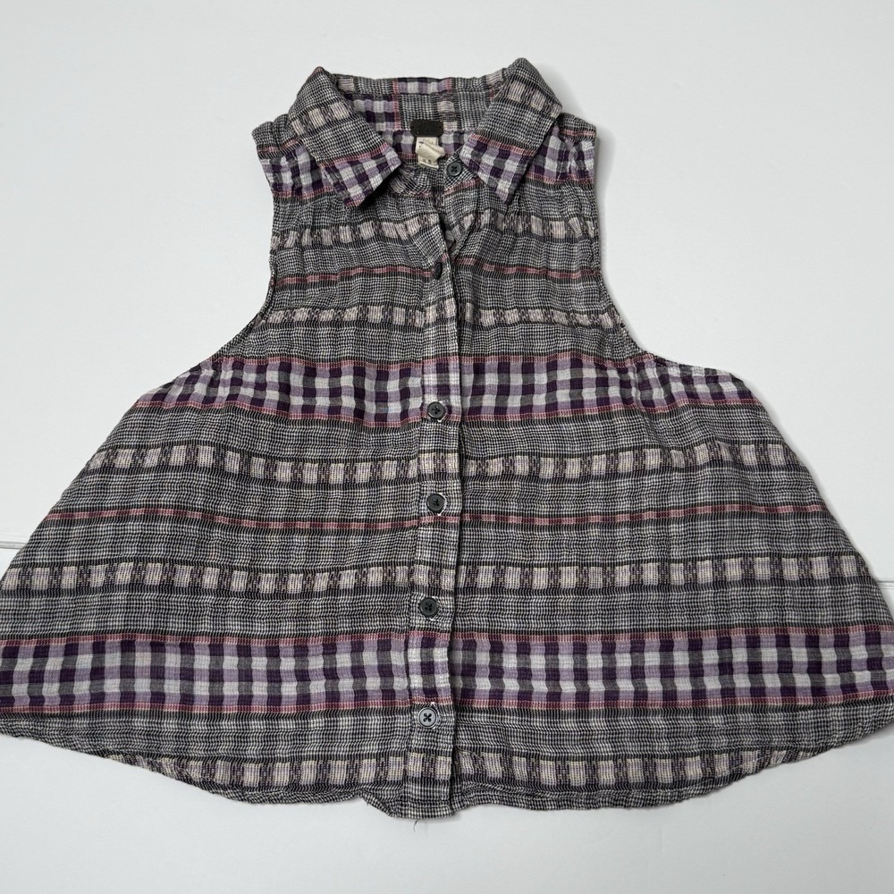 Free People Womens‎ XS Plaid Button Sleeveless Casual Boho We the free
